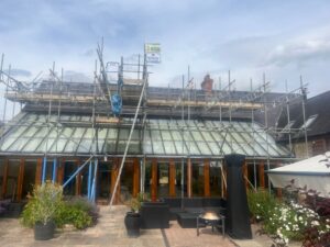 Scaffolding on commercial property