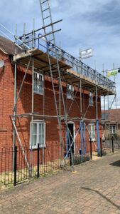 Scaffolding on a new build home